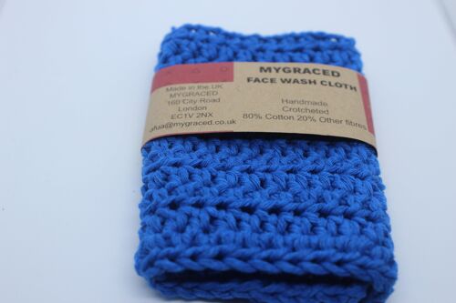 Crocheted Face Wash Cloth - Blue