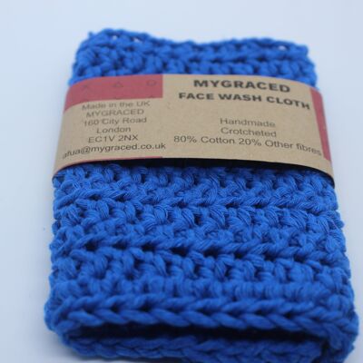 Crocheted Face Wash Cloth - Blue