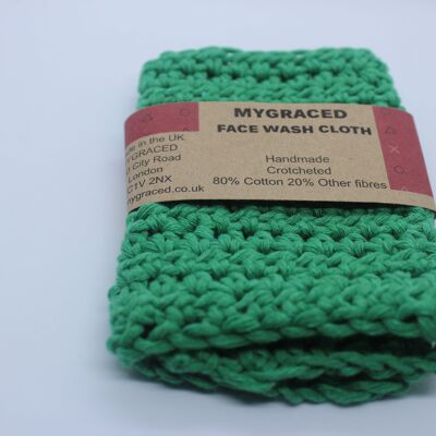 Crocheted Face Wash Cloth - Green