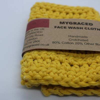 Crocheted Face Wash Cloth - Yellow