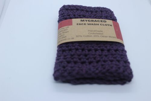 Crocheted Face Wash Cloth - Purple