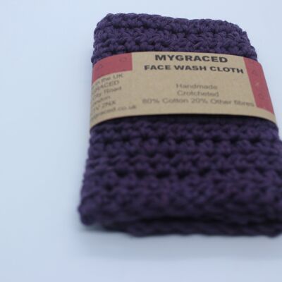 Crocheted Face Wash Cloth - Purple