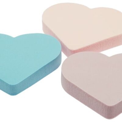 Make-up sponges, 3-pack, heart-shaped, latex, dimensions: 5.8 x 5 cm
