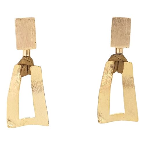 Gold Trapezium Earring with Recycled Paper