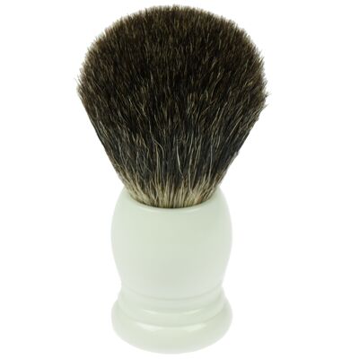 Brocha de afeitar Rein Badger, con mango de plástico blanco, altura 11,5 cm