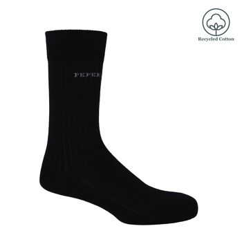 Chaussettes homme côtelées recyclées - Noir 1