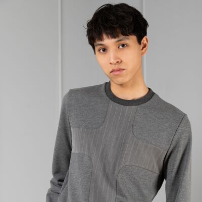 Trivia grey unisex sweater with pinstripe detail