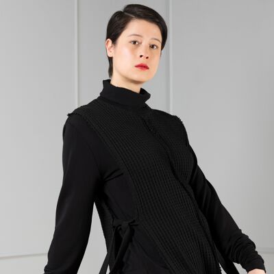 Taru suéter negro con lados abiertos sin mangas
