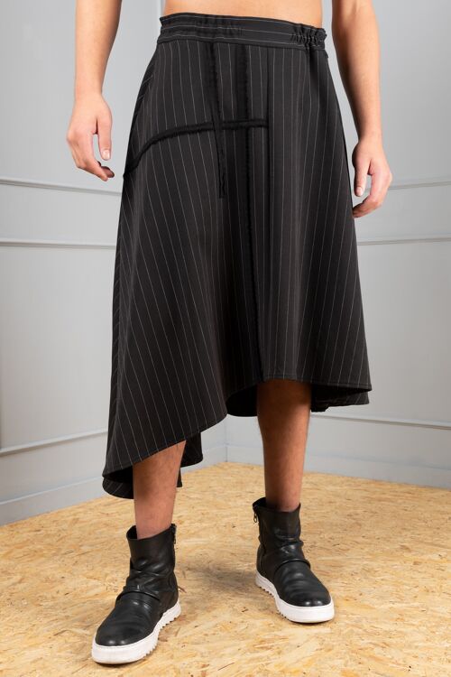 Skuld black asymmetrical pinstripe skirt