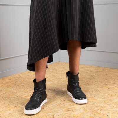 Skuld black asymmetrical pinstripe skirt