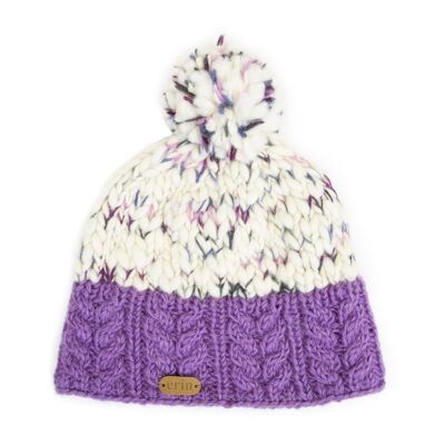 PK1932 Uneven Wool Bobble with Cable Band Lilac