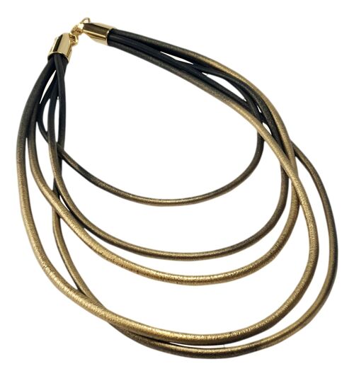 Round Rubber Cords Cascade Necklace - Gold