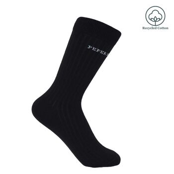 Chaussettes Femme Côtelées Recyclées - Noir 1