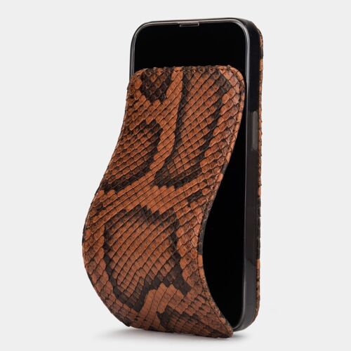 etui iphone 13 pro - cuir python cognac