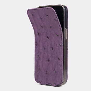 etui iphone 13 pro - cuir autruche violet 2