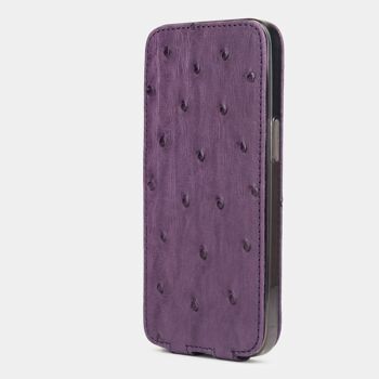 etui iphone 13 pro - cuir autruche violet 4