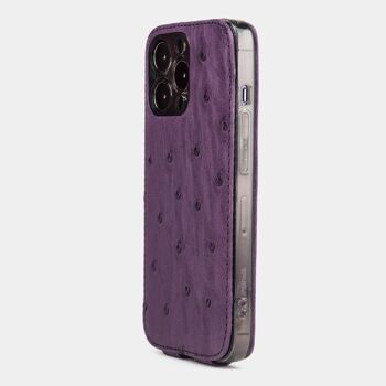 etui iphone 13 pro - cuir autruche violet 6