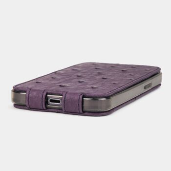 etui iphone 13 pro - cuir autruche violet 7