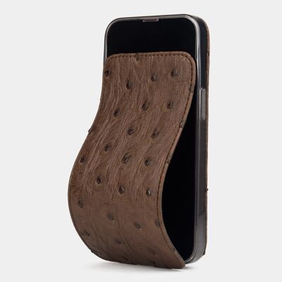 iphone 13 pro case - brown ostrich leather
