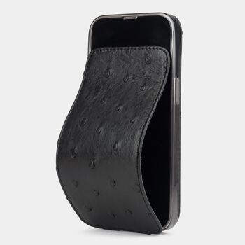 etui iphone 13 pro - cuir autruche noir 1