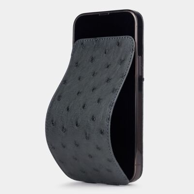 iphone 13 pro case - gray ostrich leather