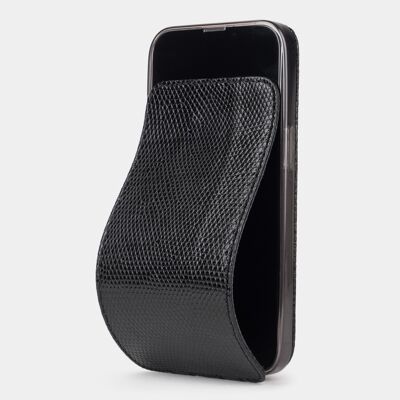 iphone 13 pro case - black lizard leather