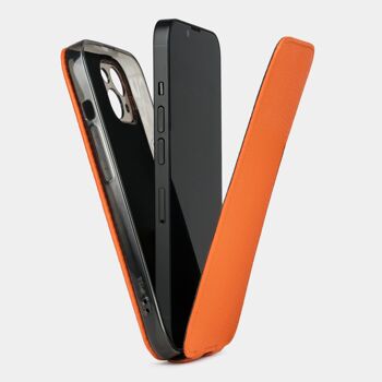etui iphone 13 mini - cuir premium orange 2