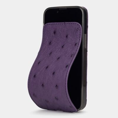 etui iphone 13 mini - cuir autruche violet