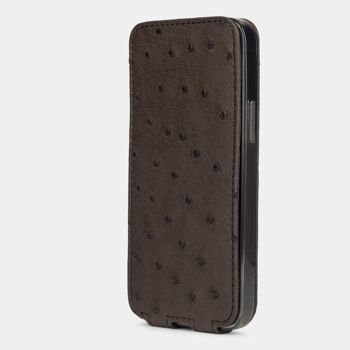 etui iphone 13 mini - cuir autruche brun 4