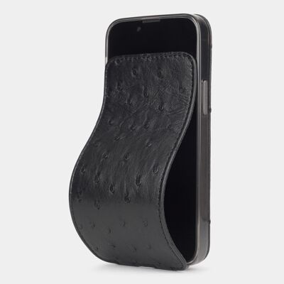iphone 13 mini case - black ostrich leather