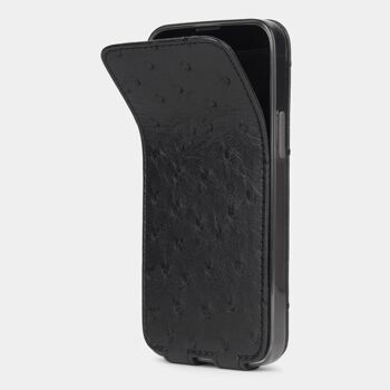 etui iphone 13 mini - cuir autruche noir 2