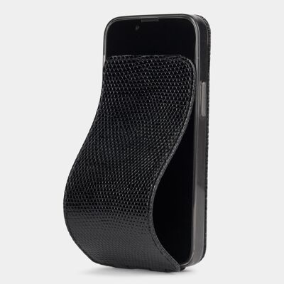 iphone 13 mini case - black lizard leather