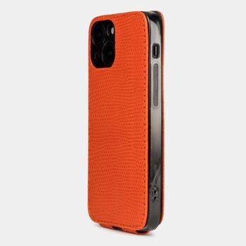 etui iphone 13 mini  -  cuir lezard orange 6