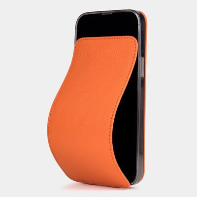 iphone 13 pro max case - orange premium leather