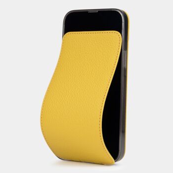 etui iphone 13 pro max - cuir premium jaune 1
