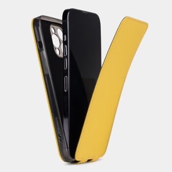etui iphone 13 pro max - cuir premium jaune 2