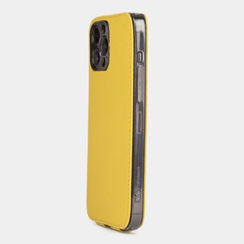 etui iphone 13 pro max - cuir premium jaune 7