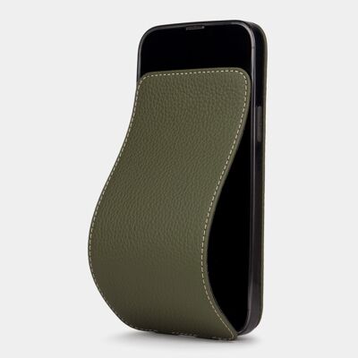 iphone 13 pro max case - green premium leather