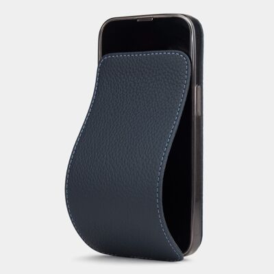 iphone 13 pro max case - blue premium leather