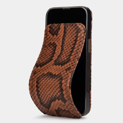 iphone 13 pro max case - cognac python leather