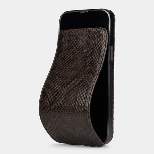 etui iphone 13 pro max - cuir python brun