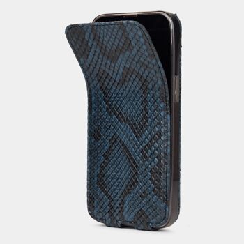 etui iphone 13 pro max - cuir python bleu 2