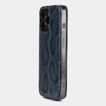 etui iphone 13 pro max - cuir python bleu 6