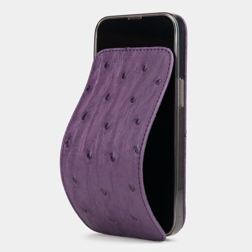 etui iphone 13 pro max - cuir autruche violet