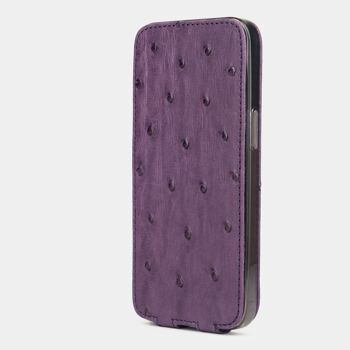 etui iphone 13 pro max - cuir autruche violet 4