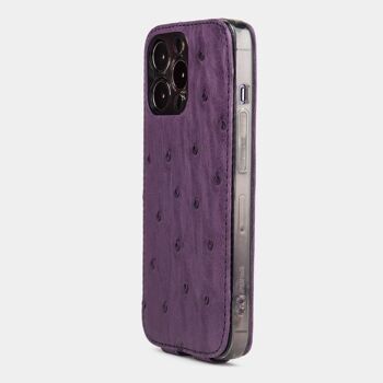 etui iphone 13 pro max - cuir autruche violet 6