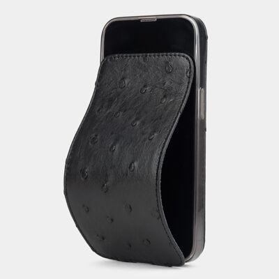 iphone 13 pro max case - black ostrich leather