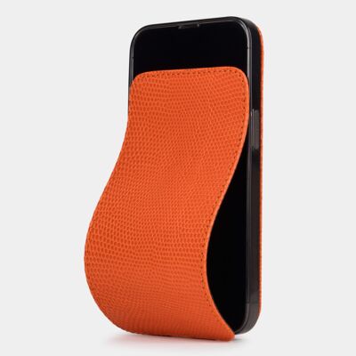 iphone 13 pro max case - orange lizard leather
