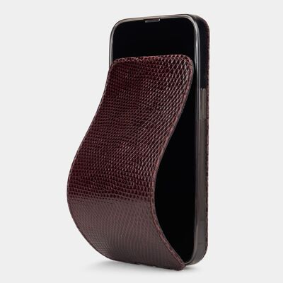 iphone 13 pro max case - burgundy lizard leather
