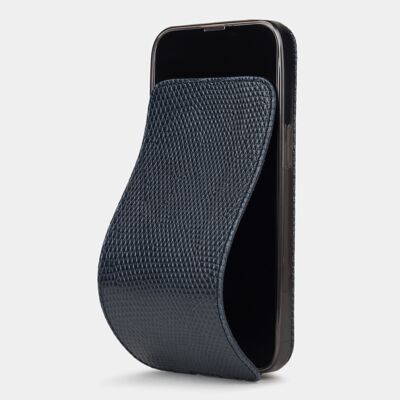 iphone 13 pro max case - blue lizard leather